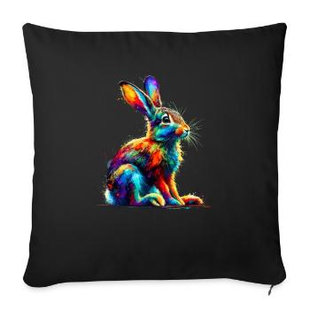 Colorful Splash Art Jackrabbit Jackrabbits - Sofa pillowcase 17,3'' x 17,3'' (45 x 45 cm) - black - Front