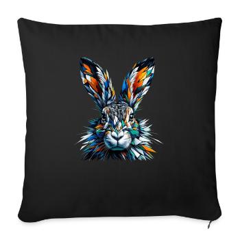 Polygon Art Jackrabbit Jackrabbits - Sofa pillowcase 17,3'' x 17,3'' (45 x 45 cm) - black - Front