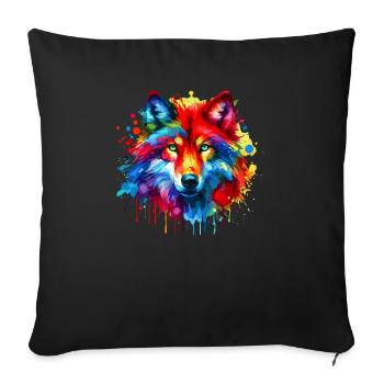 Colorful Splash Art Red Wolf Lover Wolves - Sofa pillowcase 17,3'' x 17,3'' (45 x 45 cm) - black - Front