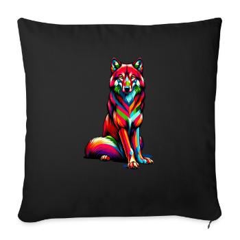 Colorful Pop Art Red Wolf Lover Wolves - Sofa pillowcase 17,3'' x 17,3'' (45 x 45 cm) - black - Front