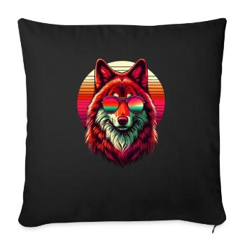 Retro Sunset Sunglasses Red Wolf Wolves - Sofa pillowcase 17,3'' x 17,3'' (45 x 45 cm) - black - Front