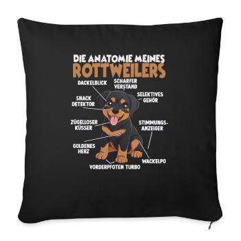Drôle Rottweiler Chemise Chien Propriétaire Rottweiler - Housse de coussin décorative 45 x 45 cm - noir - Devant