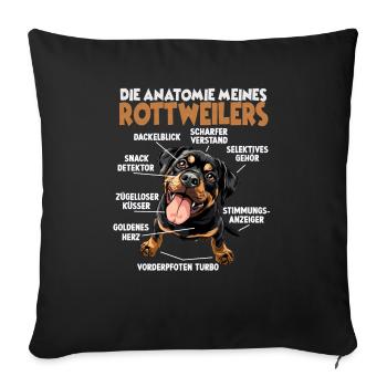Drôle de Rottweiler T pour les promenades de chiens des propriétaires de chiens - Housse de coussin décorative 45 x 45 cm - noir - Devant