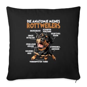 Drôle Rottweiler Chien Propriétaire T Rottweiler Dog Walk - Housse de coussin décorative 45 x 45 cm - noir - Devant