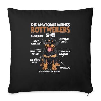 Rottweiler T Gassi Hundehalter Rottweiler Gassi - Sofakissenbezug 45 x 45 cm - Schwarz - Vorne