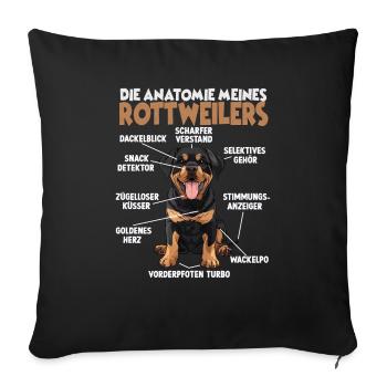 Drôle de Rottweiler T pour les promenades de chiens des propriétaires de chiens - Housse de coussin décorative 45 x 45 cm - noir - Devant