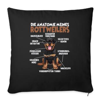 Drôle Rottweiler Dog Walk T pour les chiens propriétaires de chiens - Housse de coussin décorative 45 x 45 cm - noir - Devant