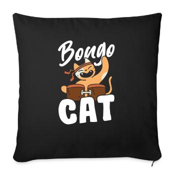 Bongo Cat Gift - Sofa pillowcase 17,3'' x 17,3'' (45 x 45 cm) - black - Front