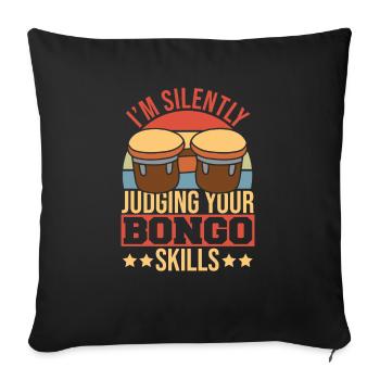 Cadeau de musique Bongo - Housse de coussin décorative 45 x 45 cm - noir - Devant