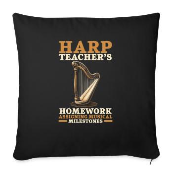 Professeur de harpe Harpiste Instrument de musique Joueur de harpe - Housse de coussin décorative 45 x 45 cm - noir - Devant