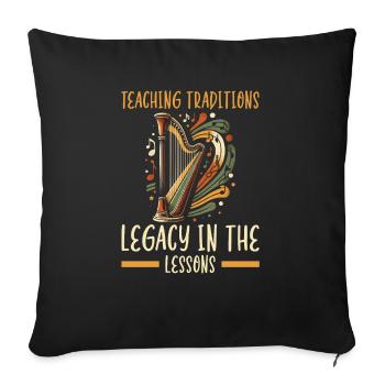 Professeur de harpe Harpiste Instrument de musique Joueur de harpe - Housse de coussin décorative 45 x 45 cm - noir - Devant