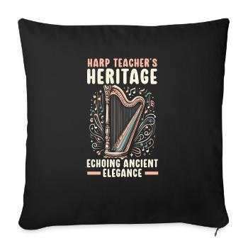 Professeur de harpe Harpiste Instrument de musique Joueur de harpe - Housse de coussin décorative 45 x 45 cm - noir - Devant