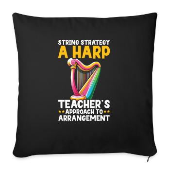 Professeur de harpe Harpiste Instrument de musique Joueur de harpe - Housse de coussin décorative 45 x 45 cm - noir - Devant