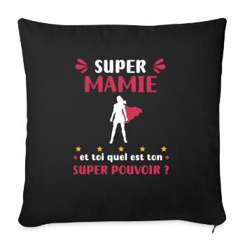 Granny Super Power Grandma - Sofa pillowcase 17,3'' x 17,3'' (45 x 45 cm) - black - Front