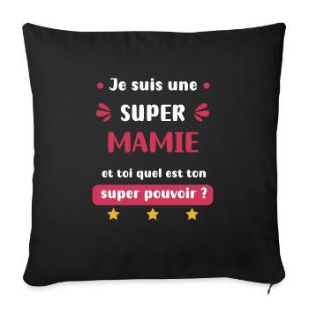 Super Granny Super Power Grandma - Sofa pillowcase 17,3'' x 17,3'' (45 x 45 cm) - black - Front