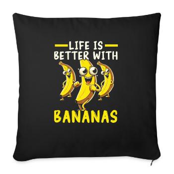 Banana Lover Banana Eater Food Tropical Fruit - Sofa pillowcase 17,3'' x 17,3'' (45 x 45 cm) - black - Front