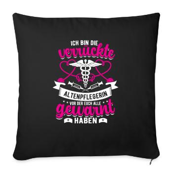 Geriatric nurse Spruch, geriatric caregiver, caregiver - Sofa pillowcase 17,3'' x 17,3'' (45 x 45 cm) - black - Front