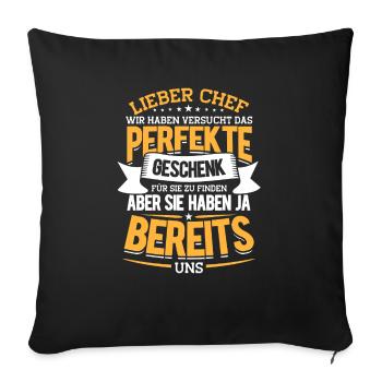 Chef Geburtstagsgeschenk & Abschiedsgeschenk - Sofakissenbezug 45 x 45 cm - Schwarz - Vorne