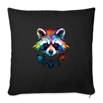 Raccoon Polygon Funny Gift - Sofa pillowcase 17,3'' x 17,3'' (45 x 45 cm) - black - Front