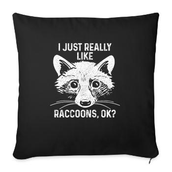 Raccoon Funny Gift - Sofa pillowcase 17,3'' x 17,3'' (45 x 45 cm) - black - Front