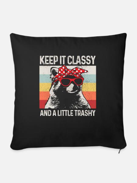 Waschbär Lustig Geschenk - Sofakissenbezug 45 x 45 cm - Schwarz