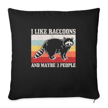 Raccoon Funny Gift - Sofa pillowcase 17,3'' x 17,3'' (45 x 45 cm) - black - Front