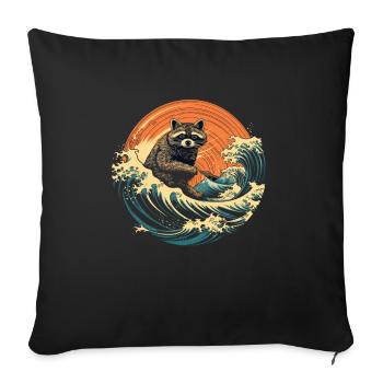 Raccoon Japanese Wave Funny - Sofa pillowcase 17,3'' x 17,3'' (45 x 45 cm) - black - Front