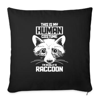 Cadeau drôle de raton laveur - Housse de coussin décorative 45 x 45 cm - noir - Devant