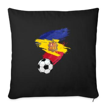 Andorre Soccer Football Drapeau - Housse de coussin décorative 45 x 45 cm - noir - Devant