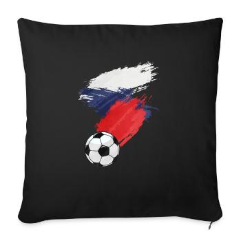 Drapeau de football de la République tchèque - Housse de coussin décorative 45 x 45 cm - noir - Devant