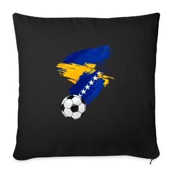 Bosnia and Herzegovina Football Football Flag - Sofa pillowcase 17,3'' x 17,3'' (45 x 45 cm) - black - Front