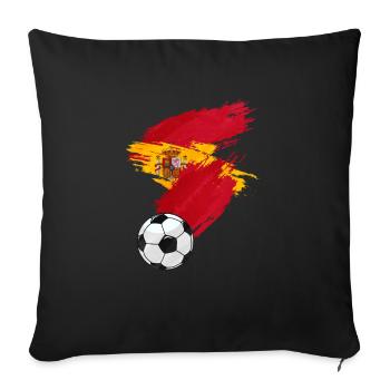 Drapeau de football de l’Espagne - Housse de coussin décorative 45 x 45 cm - noir - Devant