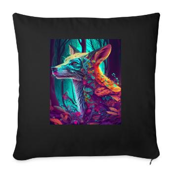 Little fox in the neon-colored sea of leaves - Sofa pillowcase 17,3'' x 17,3'' (45 x 45 cm) - black - Front