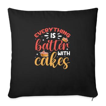 Tout est meilleur avec Cakes Baking Bakery - Housse de coussin décorative 45 x 45 cm - noir - Devant