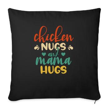 Kids chicken nugs and mama hugs baby - Sofa pillowcase 17,3'' x 17,3'' (45 x 45 cm) - black - Front
