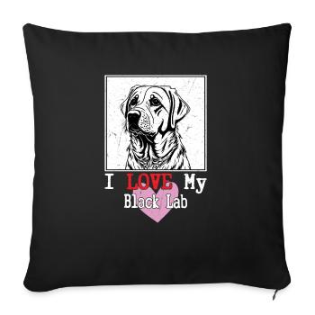 J’aime mon labrador retriever propriétaire de laboratoire noir - Housse de coussin décorative 45 x 45 cm - noir - Devant