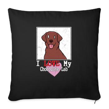 J’adore mon labrador retriever propriétaire de laboratoire de chocolat - Housse de coussin décorative 45 x 45 cm - noir - Devant
