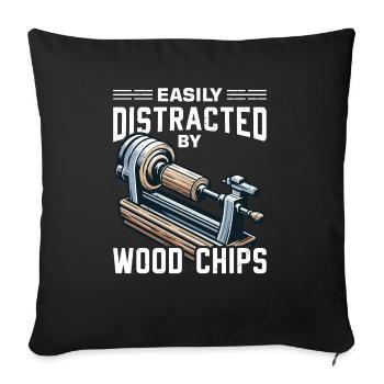 Easily distracted by wood chips Lathe - Sofa pillowcase 17,3'' x 17,3'' (45 x 45 cm) - black - Front