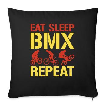 Eat Sleep Bmx Repeat Bicycle Racer - Housse de coussin décorative 45 x 45 cm - noir - Devant