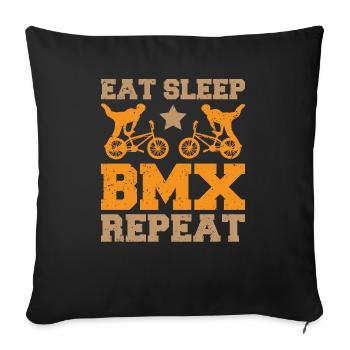 Eat Sleep Bmx Repeat Bicycle Racer - Housse de coussin décorative 45 x 45 cm - noir - Devant