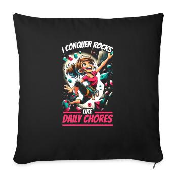 Bouldering Girl Boulderer Rock Climbing Wall - Sofa pillowcase 17,3'' x 17,3'' (45 x 45 cm) - black - Front