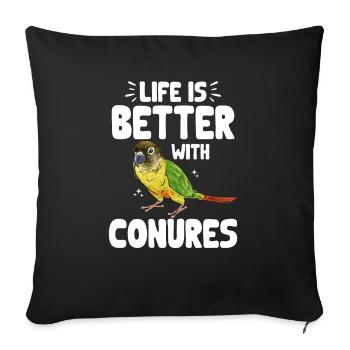 Molina Perruche Perroquet Perruche Oiseau Perruche - Housse de coussin décorative 45 x 45 cm - noir - Devant