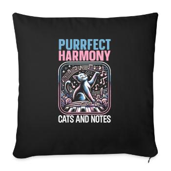 Musique Chat Instrument De Musique Kitty Pet Musicien - Housse de coussin décorative 45 x 45 cm - noir - Devant