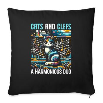Musique Chat Instrument De Musique Kitty Pet Musicien - Housse de coussin décorative 45 x 45 cm - noir - Devant