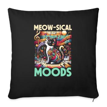Musique Chat Instrument De Musique Kitty Pet Musicien - Housse de coussin décorative 45 x 45 cm - noir - Devant