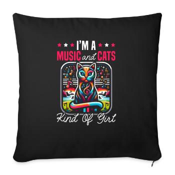 Musique Chat Instrument De Musique Kitty Pet Musicien - Housse de coussin décorative 45 x 45 cm - noir - Devant