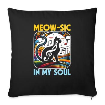 Musikkatze Musikinstrument Kitty Haustier Musiker - Sofakissenbezug 45 x 45 cm - Schwarz - Vorne