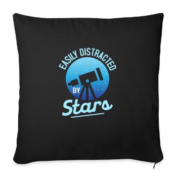 Easily Distracted By Stars Astronomy Telescope Sta - Sofakissenbezug 45 x 45 cm - Schwarz - Vorne