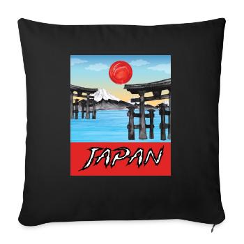 Vintage Japan Traveling Poster Lovely - Sofa pillowcase 17,3'' x 17,3'' (45 x 45 cm) - black - Front