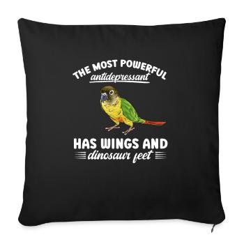 Molinasittich Papagei Vogel Sittich - Sofakissenbezug 45 x 45 cm - Schwarz - Vorne